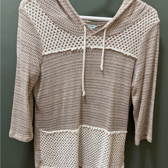 Maurices Tops - Maurices Tan Hooded Knit hooded 3/4 length sleeves